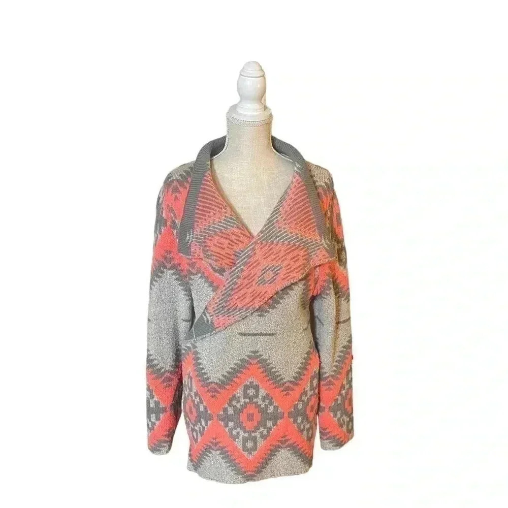Hit List Los Angeles Western Tribal Aztec Open Cardigan Sweater Women’s Size XL